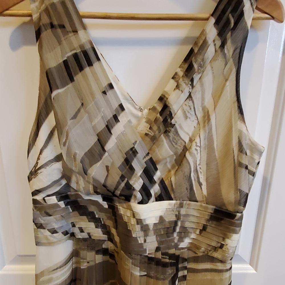 Banana Republic Cream, Black & Gray Striped Midi Dress - Picture 2 of 5